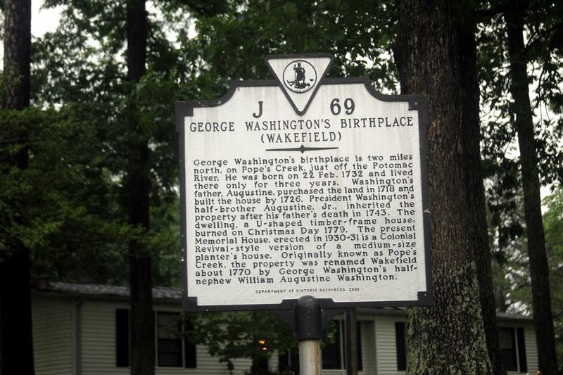 George Washington Birthplace Site marker - Pope's Creek - History's Homes