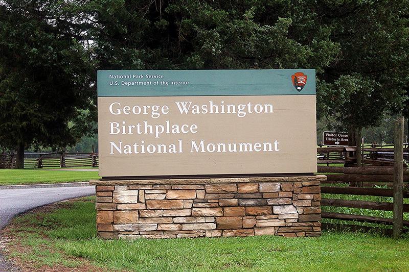 George Washington Birthplace Site park sign - Pope's Creek - History's Homes