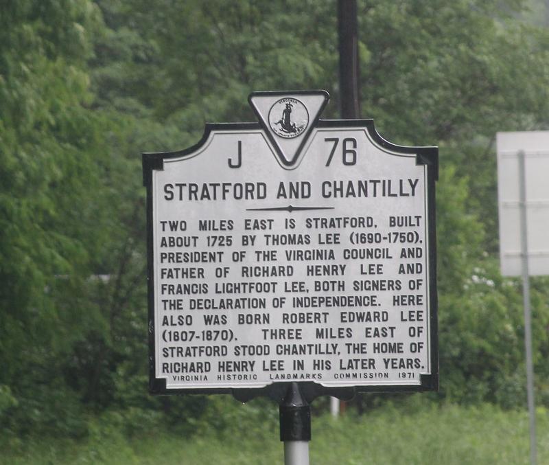 Stratford Hall marker - Stratford - History's Homes