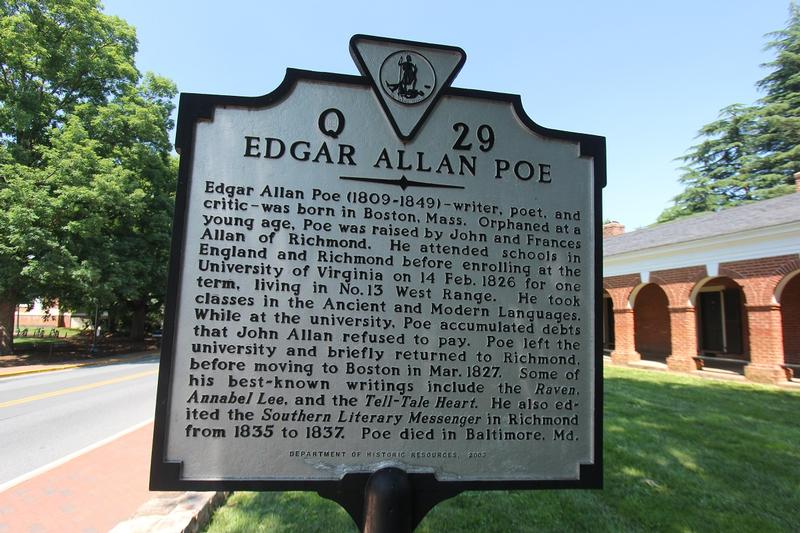 Edgar Allan Poe Dorm Room marker - Charlottesville - History's Homes