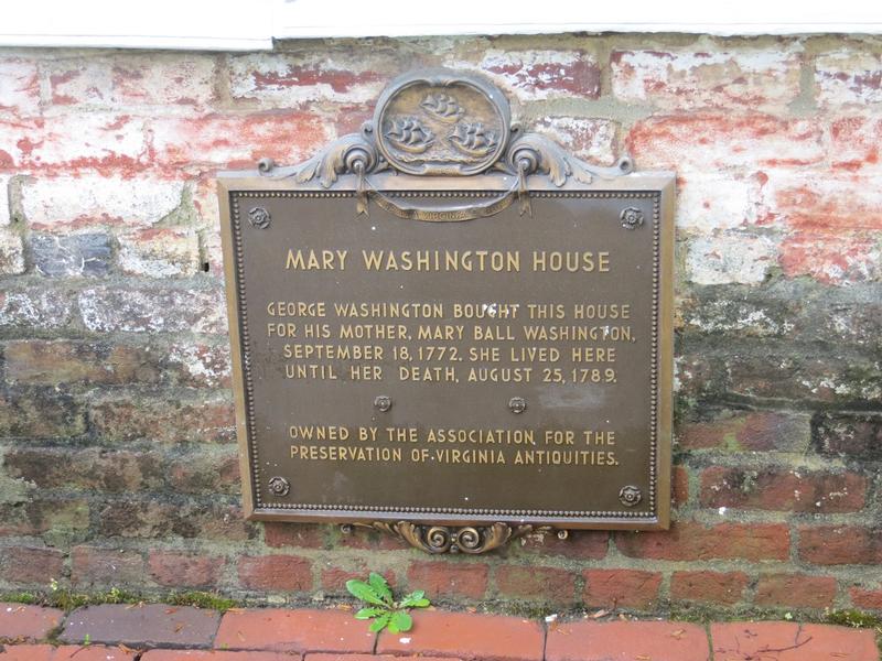 Mary Washington Home plaque - Fredericksburg - History's Homes