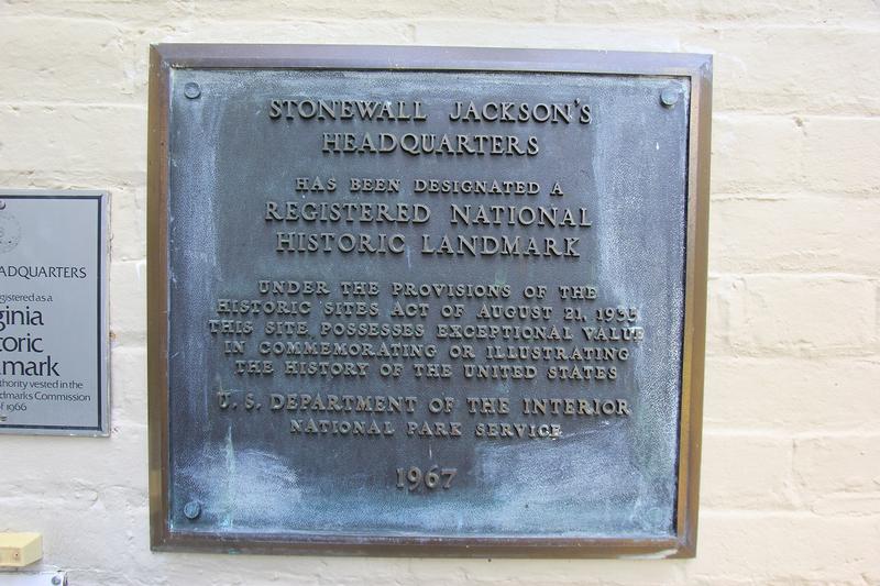 Stonewall Jackson Headquarters plaque - Winchester - History's Homes