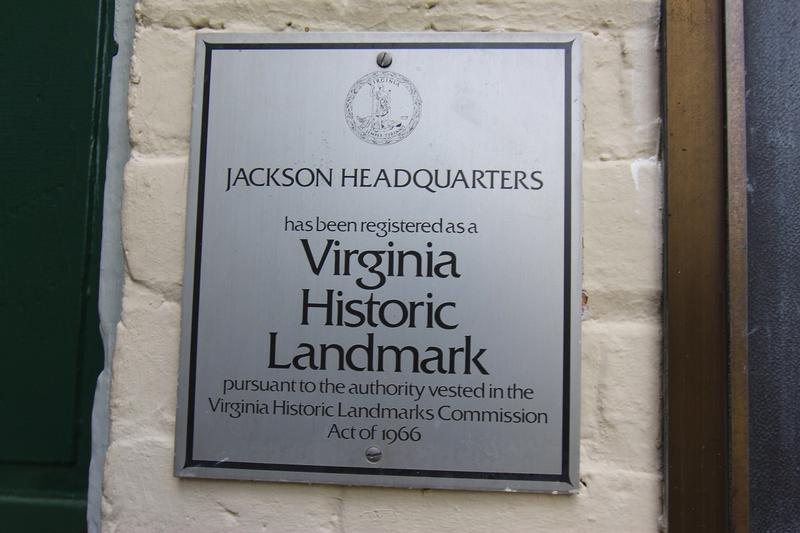 Stonewall Jackson Headquarters plaque - Winchester - History's Homes