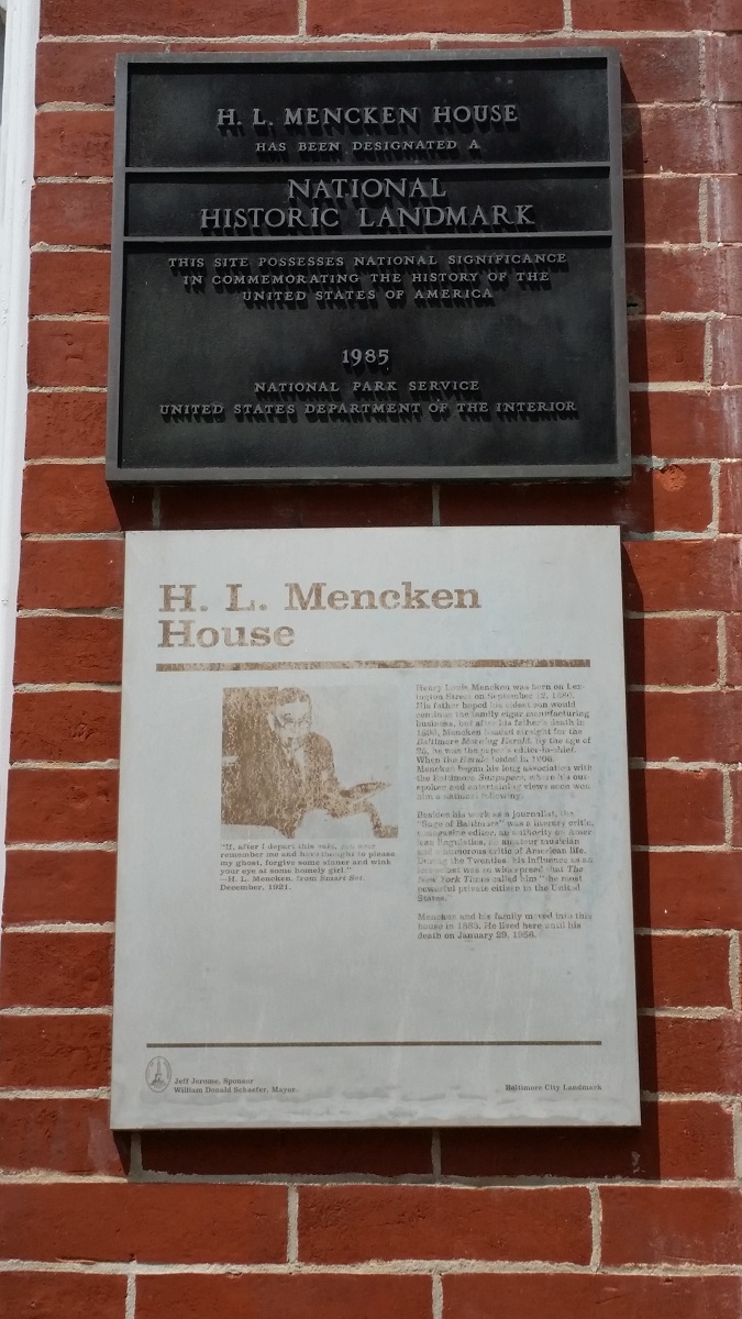 H. L. Mencken House plaque - Baltimore - History's Homes