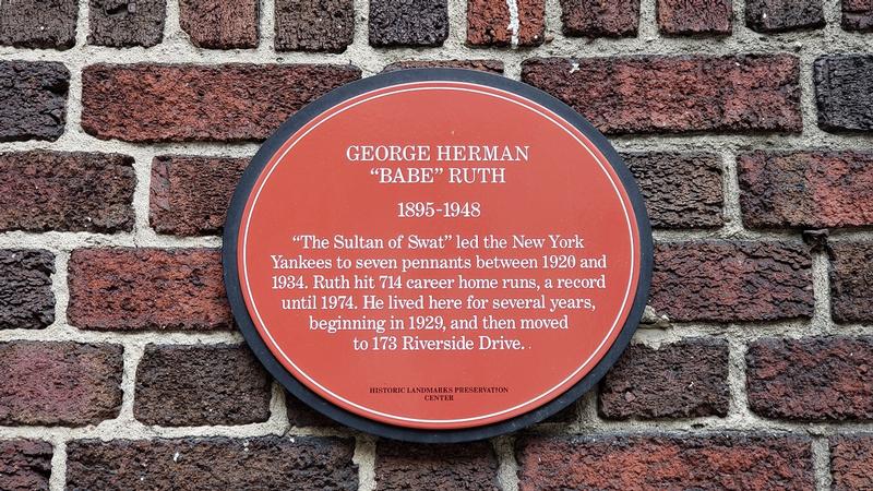 Babe Ruth Red Plaque - New York City - History's Homes