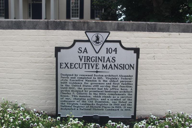 Virginia Governor's Mansion marker - Richmond - History's Homes