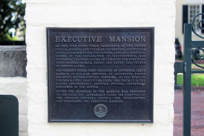 Executive Mansion plaque - Richmond - History's Homes