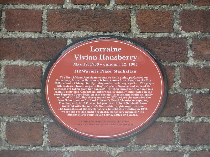 Lorraine Hansberry plaque - New York City - History's Homes