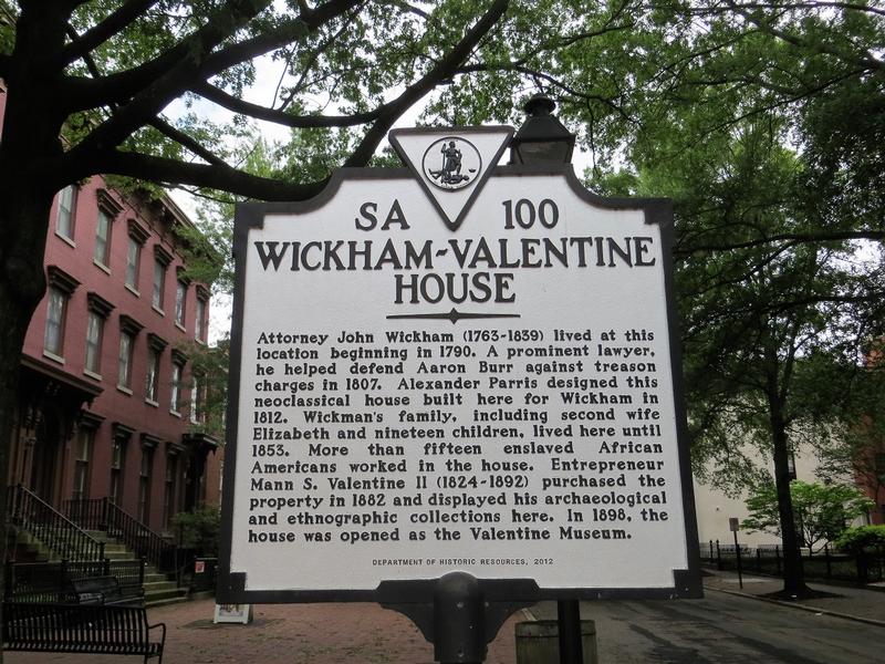 Wickham-Valentine House marker - Richmond - History's Homes