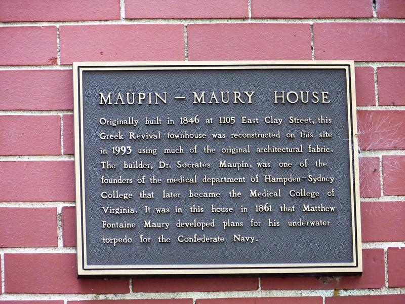 Maupin-Maury House plaque - Richmond - History's Homes