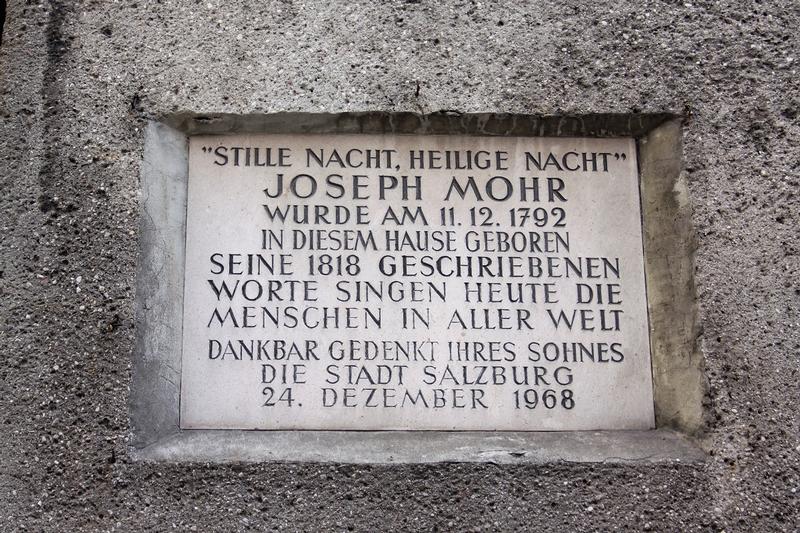 Jospeh Mohr Birthplace marker - Salzburg - History's Homes