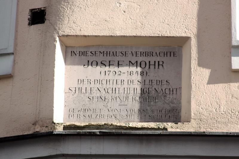 Jospeh Mohr Birthplace plaque - Salzburg - History's Homes