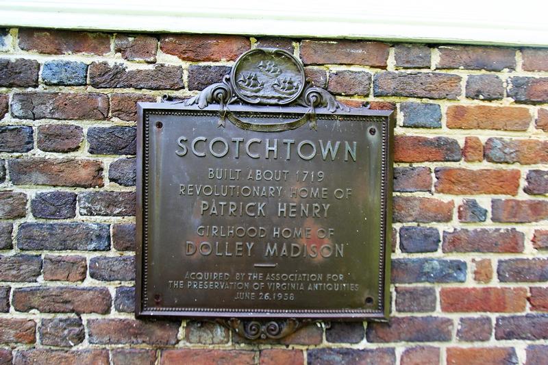 Scotchtown Dolley Madison plaque - Beaverdam - History's Homes