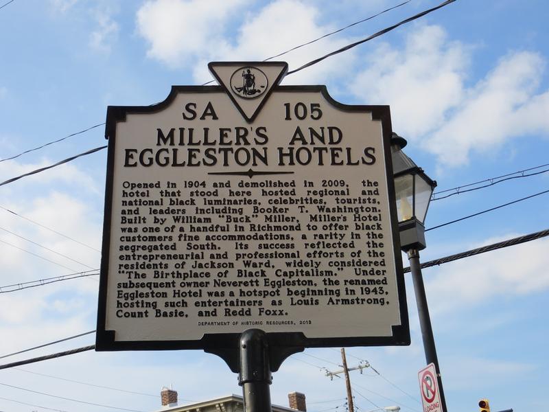 Miller's and Eggleston Hotel Site marker - Richmond - History's Homes