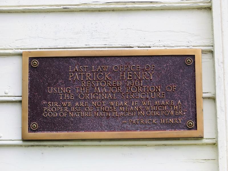 Patrick Henry Law Office plaque - Red Hill - History's Homes