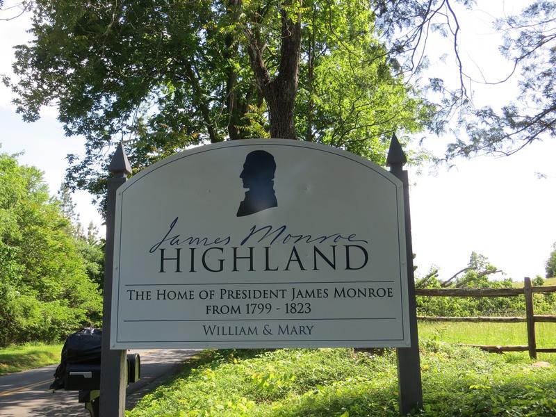 James Monroe Highland sign - Charlottesville - History's Homes