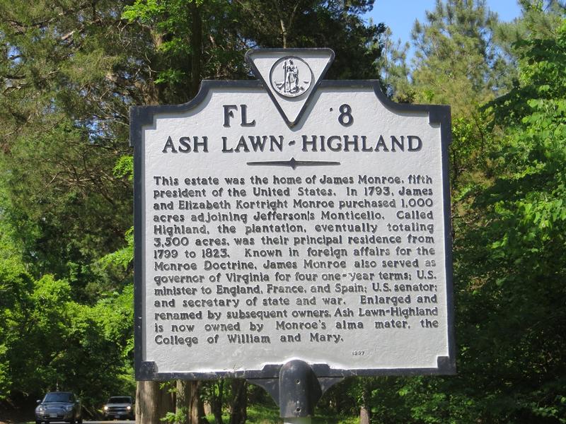 Ash Lawn-Highland marker - Charlottesville - History's Homes