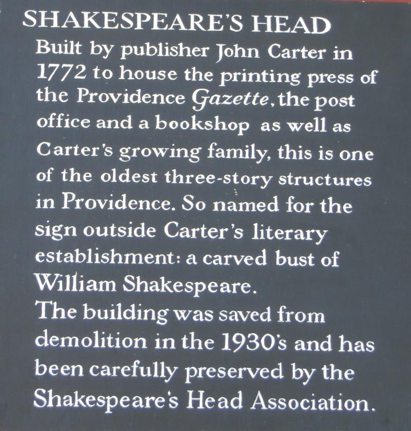 Shakespeare's Head sign - Providence - History's Homes