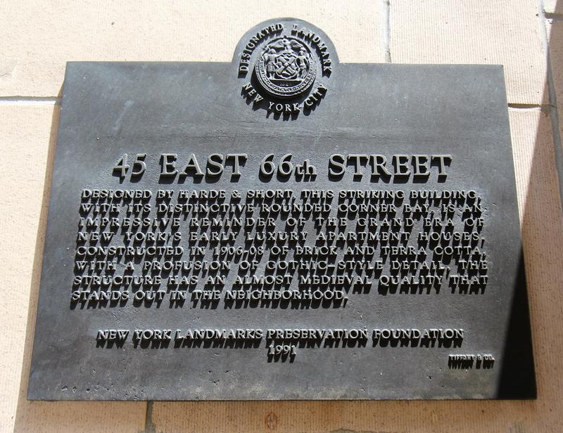 45 East 66th Street Plaque - New York City - History's Homes