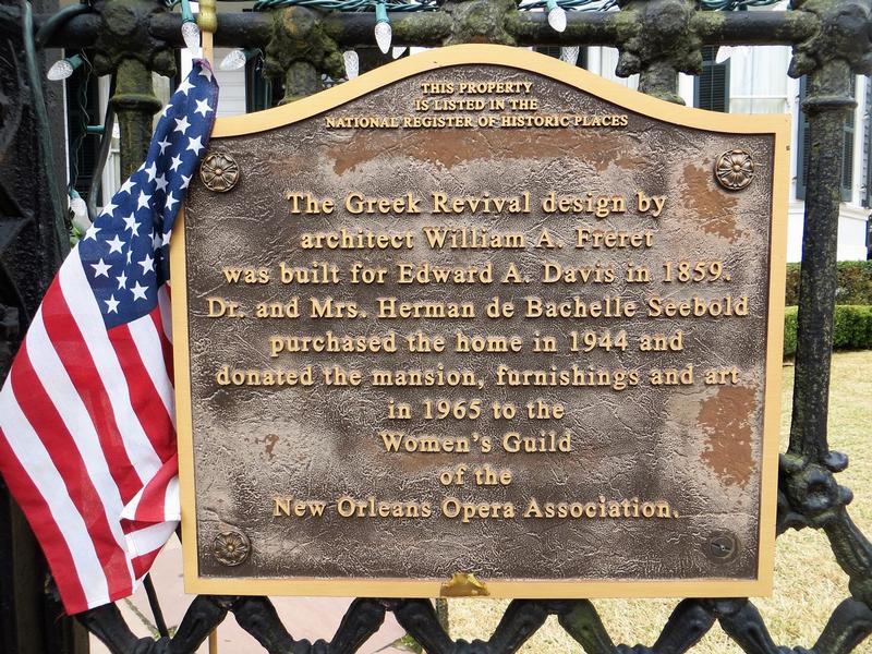 Women's Opera Guild plaque - New Orleans - History's Homes