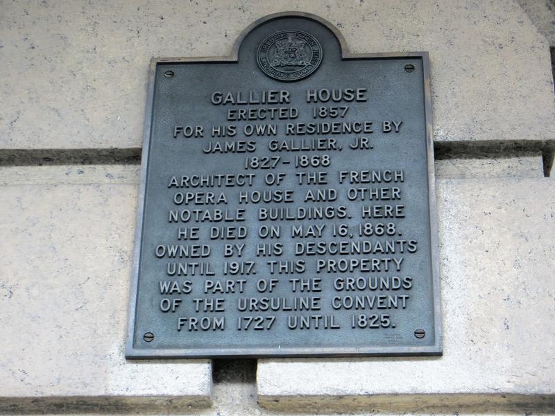 Gallier House plaque - New Orleans - History's Homes