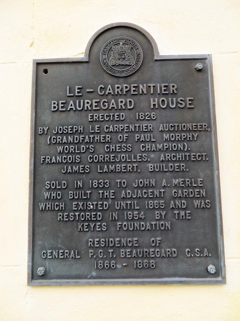 Beauregard-Keyes House Plaque - New Orleans - History's Homes