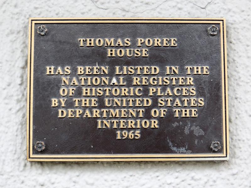 Thomas Poree House plaque - New Orleans - History's Homes