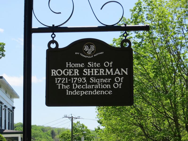 Roger Sherman Home Site sign - New Milford - History's Homes